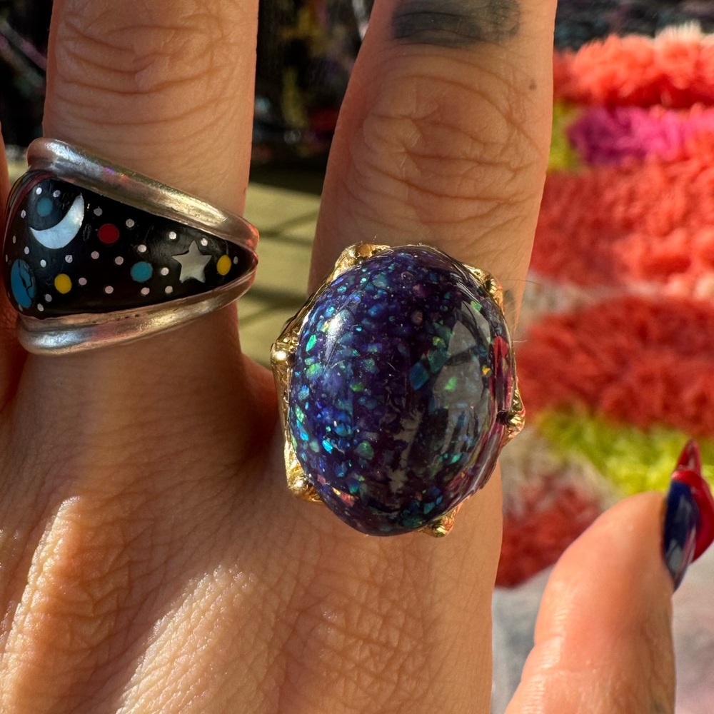 Australian blue opal statement ring size 6
